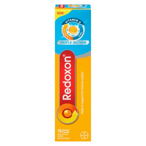 Redoxon triple action vitamin supplement packaging on a white background - okotoks hc pharmacy