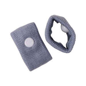 Gray wristbands with a white button on a white background - okotoks hc pharmacy