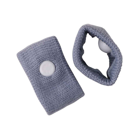 Gray wristbands with a white button on a white background - okotoks hc pharmacy