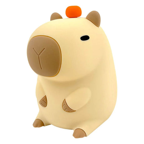 Relaxus Capybara Night Light with a round body, brown ears, and an orange ball on top against a white background - okotoks hc pharmacy