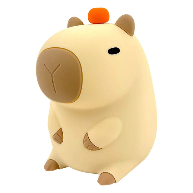 Relaxus Capybara Night Light with a round body, brown ears, and an orange ball on top against a white background - okotoks hc pharmacy