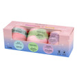 Set of three bath bombs in a pink packaging box on a white background - okotoks hc pharmacy