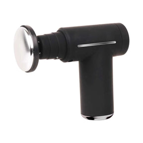Black handheld massage device with a metallic component on a white background - okotoks hc pharmacy