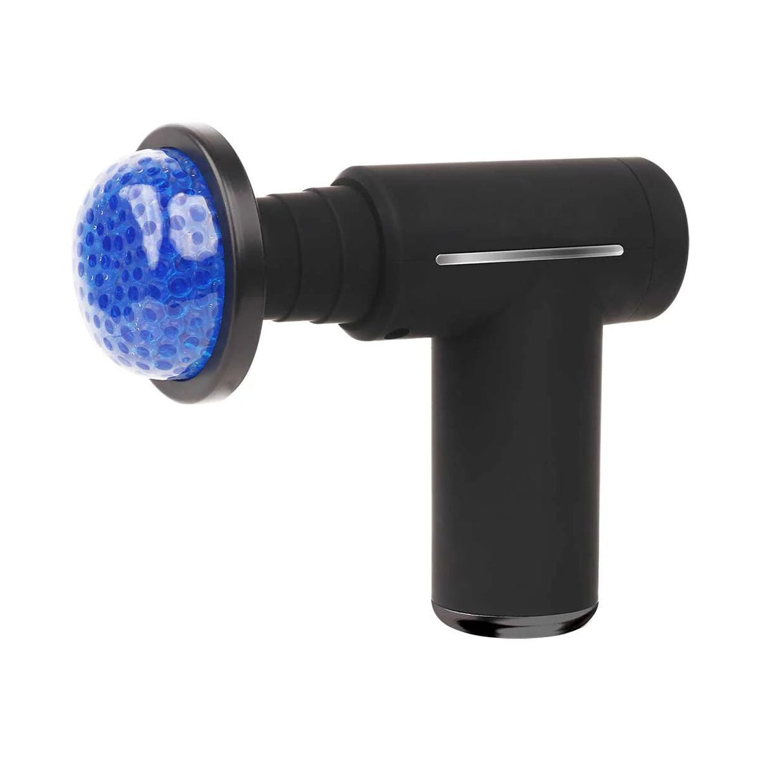 Black handheld massage device with a blue light on a white background - okotoks hc pharmacy