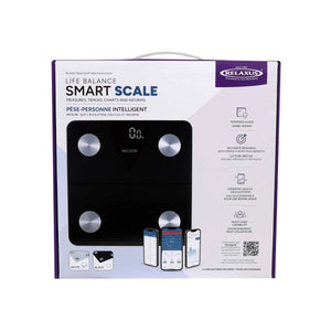 Box of a smart scale with branding and product features on a white background - okotoks hc pharmacy