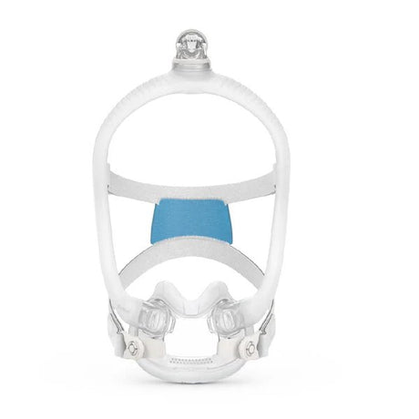 White face mask with a blue cushion on a white background - okotoks hc pharmacy