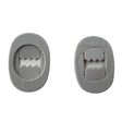 Two gray headgear clips with 'ResMed' branding on a white background. - okotoks hc pharmacy