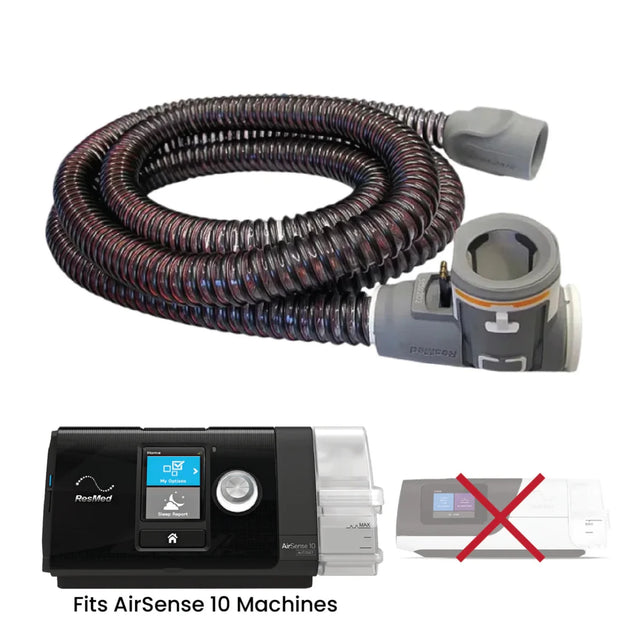 CPAP machine and hose set with a red 'X' mark on a white background - okotoks hc pharmacy