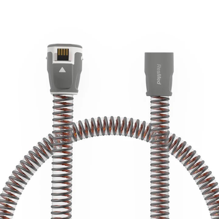Coiled hose with ResMed branding on a white background - okotoks hc pharmacy