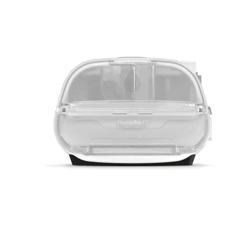 Transparent plastic container with black base on a white background - okotoks hc pharmacy