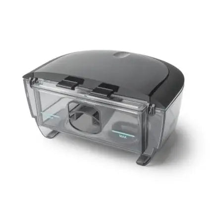 Clear plastic container with black lid on a white background - okotoks hc pharmacy