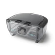 Clear plastic container with black lid on a white background - okotoks hc pharmacy