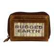 Brown leather wallet with 'Rugged Earth' branding on a white background - okotoks hc pharmacy