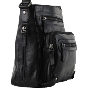 Black leather bag with multiple zippers on a white background - okotoks hc pharmacy