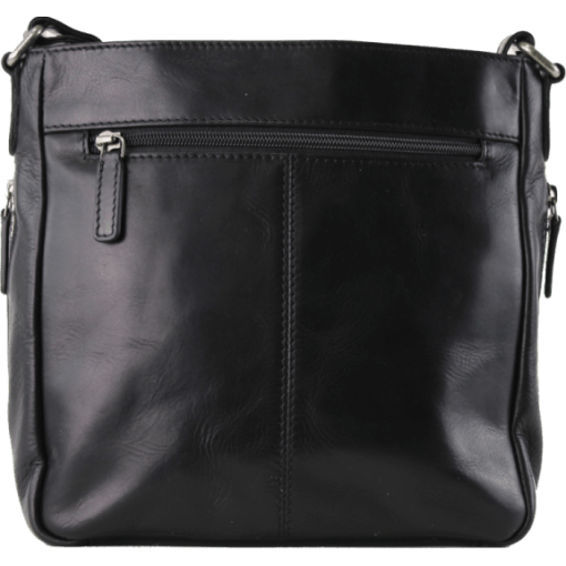 Black leather crossbody bag on a white background - okotoks hc pharmacy
