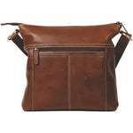 Brown leather shoulder bag on a white background - OKOTOKS HC PHARMACY