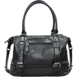 Black leather handbag with multiple pockets and straps on a white background - okotoks hc pharmacy