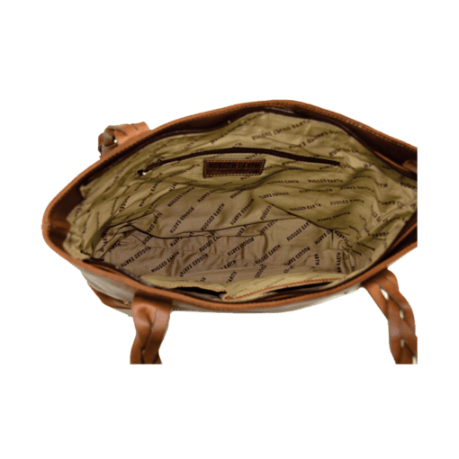 Open leather bag with visible brand name on a white background - okotoks hc pharmacy