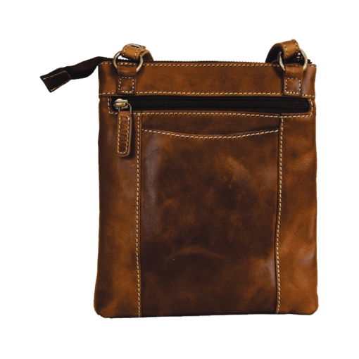 Brown leather crossbody bag on a white background - okotoks hc pharmacy