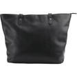 Black leather tote bag on a white background - okotoks hc pharmacy