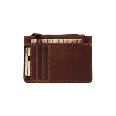 Brown leather wallet with card slots on a white background - okotoks hc pharmacy