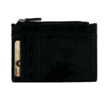 Black wallet with a gold zipper on a white background - okotoks hc pharmacy