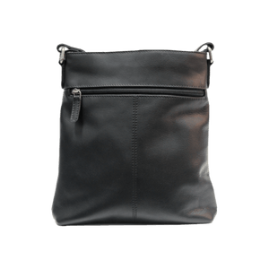 Black leather crossbody bag on a white background - okotoks hc pharmacy
