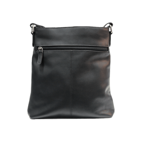 Black leather crossbody bag on a white background - okotoks hc pharmacy