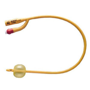 Yellow Foley catheter on a white background - okotoks hc pharmacy