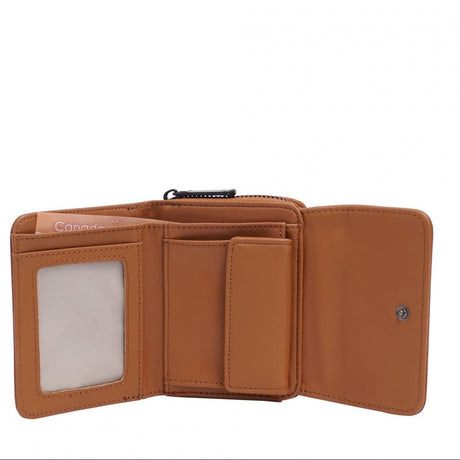 Brown wallet with a visible brand logo on a white background - okotoks hc pharmacy