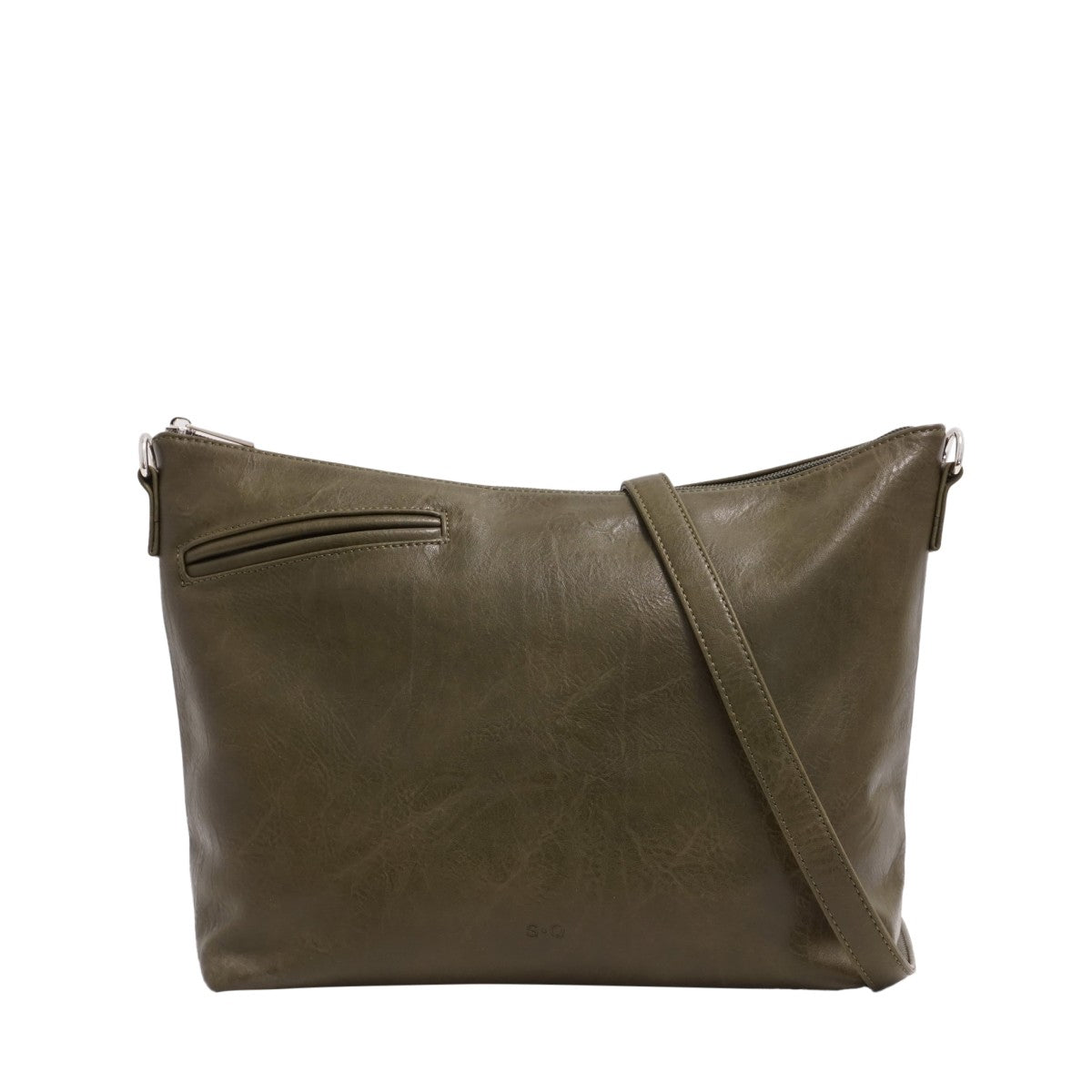 Green leather shoulder bag on a white background - okotoks hc pharmacy
