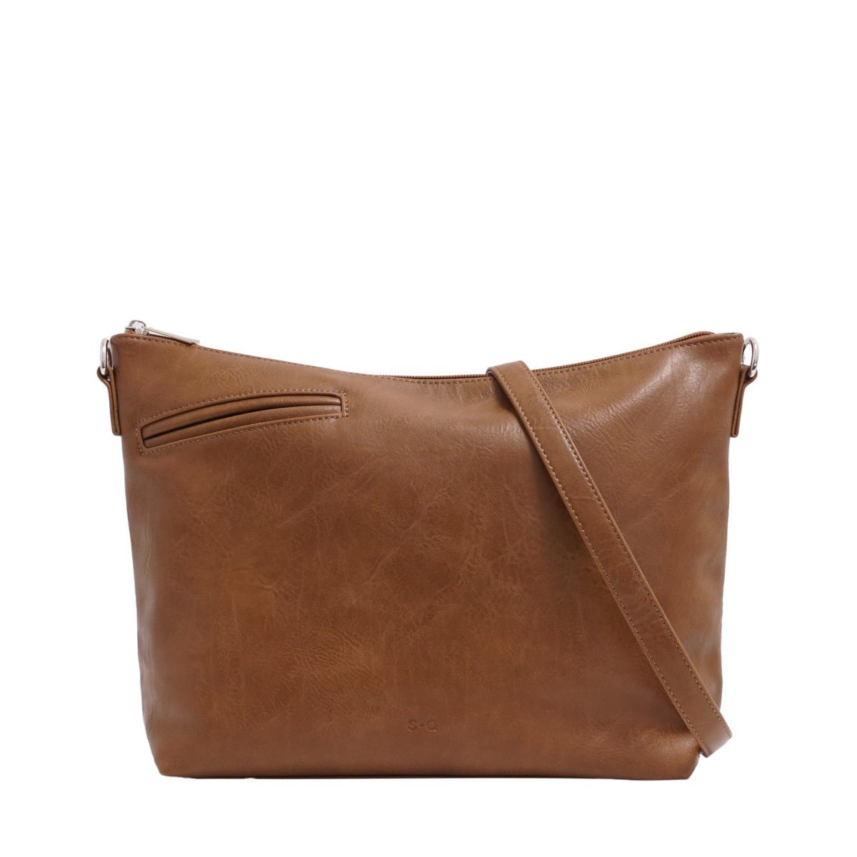 Brown leather shoulder bag on a white background - okotoks hc pharmacy