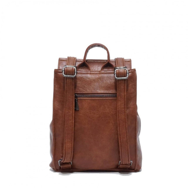 Brown leather backpack on a white background - okotoks hc pharmacy