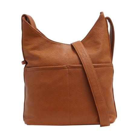 Brown leather shoulder bag on a white background. - okotoks hc pharmacy