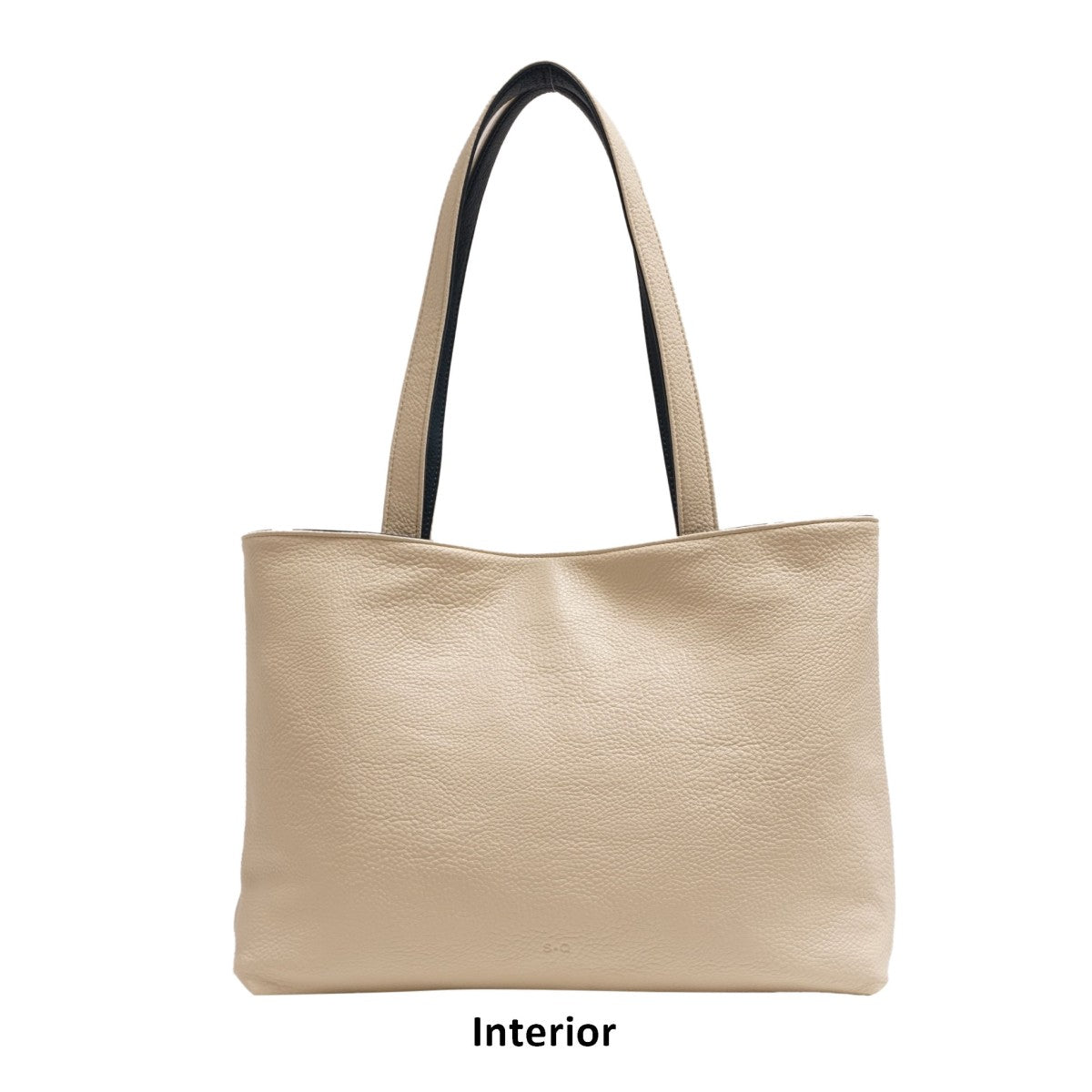 Beige handbag with black handle on a white background - okotoks hc pharmacy