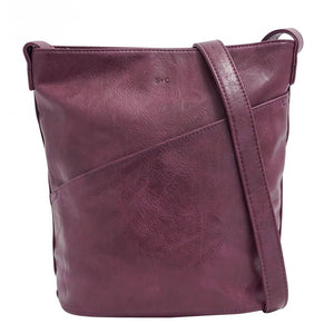 Purple leather bag with a strap on a white background - okotoks hc pharmacy