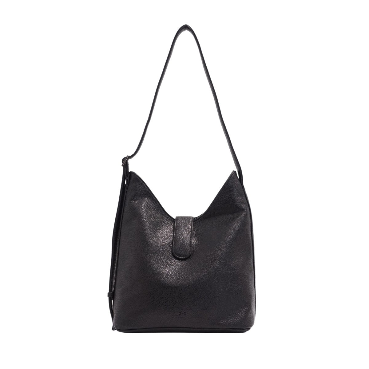 Black leather handbag on a white background - okotoks hc pharmacy