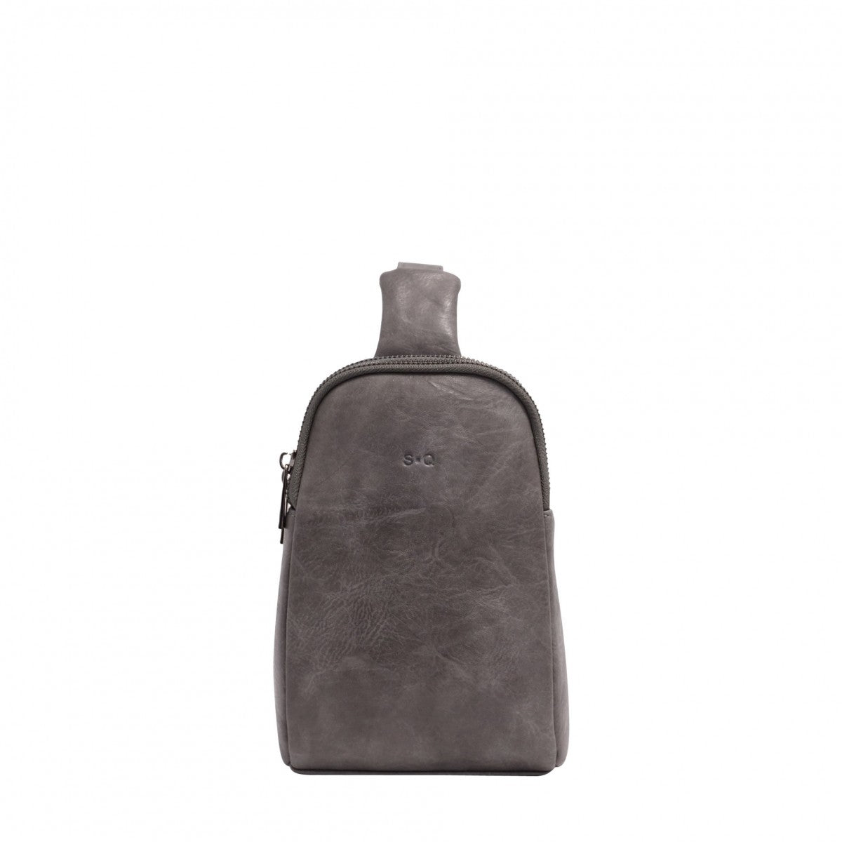 Gray leather crossbody bag on a white background - okotoks hc pharmacy