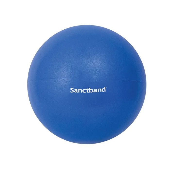 Blue exercise ball with 'Sanctband' logo on a white background - okotoks hc pharmacy
