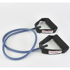 blue Resistance band with black handles on a white background - okotoks hc pharmacy