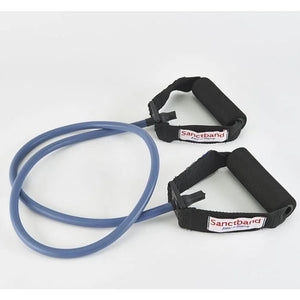blue Resistance band with black handles on a white background - okotoks hc pharmacy