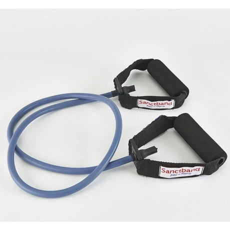 blue Resistance band with black handles on a white background - okotoks hc pharmacy