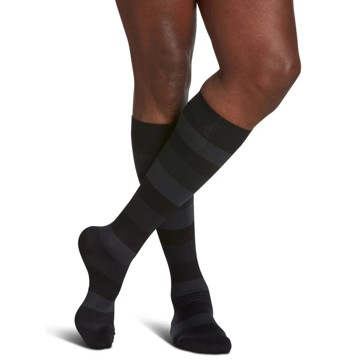 Sigvaris Knee High Microfibre Shades Compression Mens 15-20mmHg onyx stripe - Okotoks HC Pharmacy