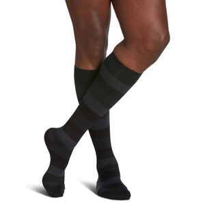 Sigvaris Knee High Microfibre Shades Compression Mens 15-20mmHg onyx stripe - Okotoks HC Pharmacy
