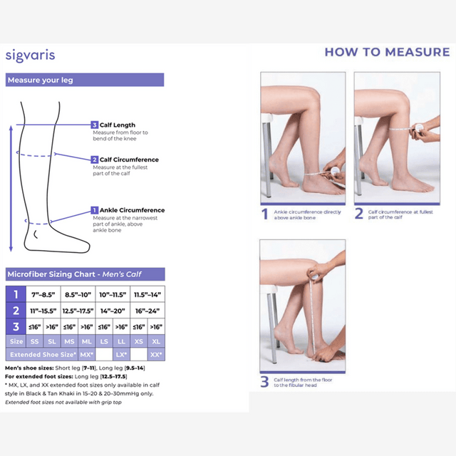 Sigvaris measurement guide for leg circumference and size chart - okotoks hc pharmacy