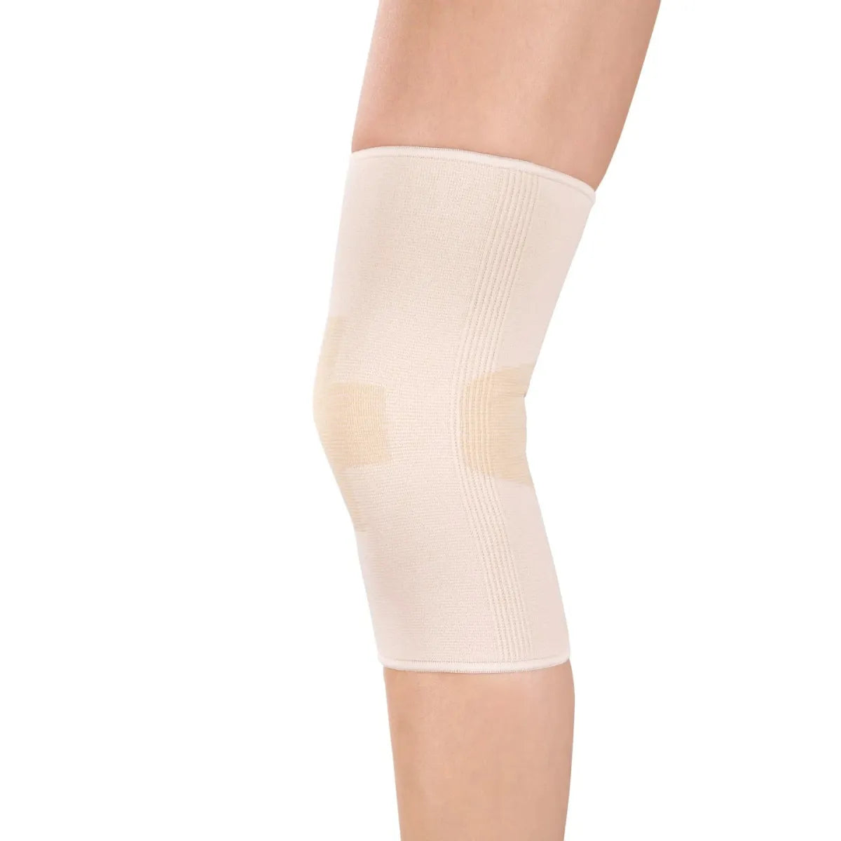 Beige knee brace on a white background - Okotoks HC Pharmacy