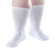 A pair of white ribbed crew socks worn on a person's feet, shown against a plain white background. - okotoks hc pharmacy