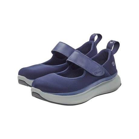 Pair of blue shoes with white soles on a white background - okotoks hc pharmacy