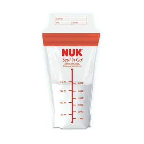 NUK Seal 'n Go milk storage bag with measurement markings on a white background - okotoks hc pharmacy