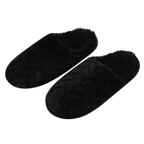 Pair of black slippers on a white background - okotoks hc pharmacy